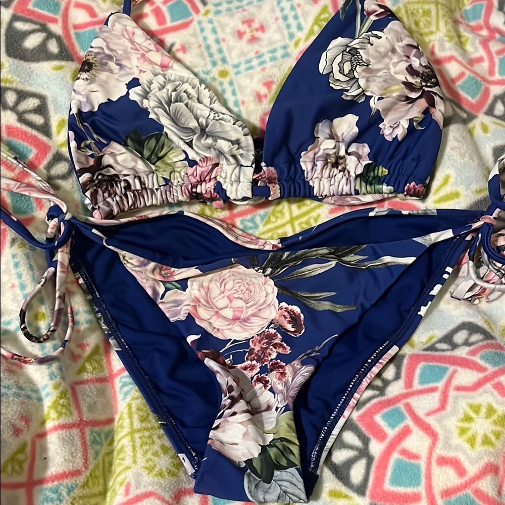 Floral Blue Bikini Set